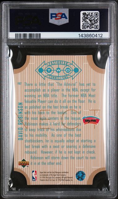 1996 Upper Deck – David Robinson #FB17 – Fast Break Connection – PSA 8 NM-MT