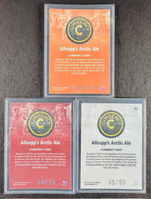 Cardsmiths Series 4 – Allsopp’s Arctic Ale #67 – Garnet 34/75, Silver 35/50, Beryl 008/149 (3-Card Bundle)