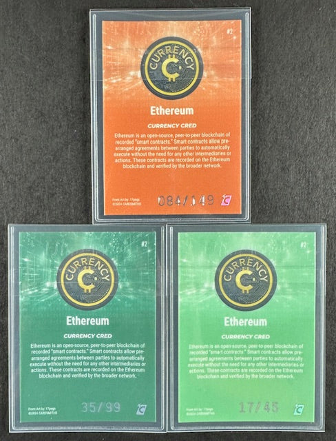 Cardsmiths Series 4 – Ethereum #2 – Emerald 35/99, Jade 17/45, Beryl 084/149 (3-Card Bundle)