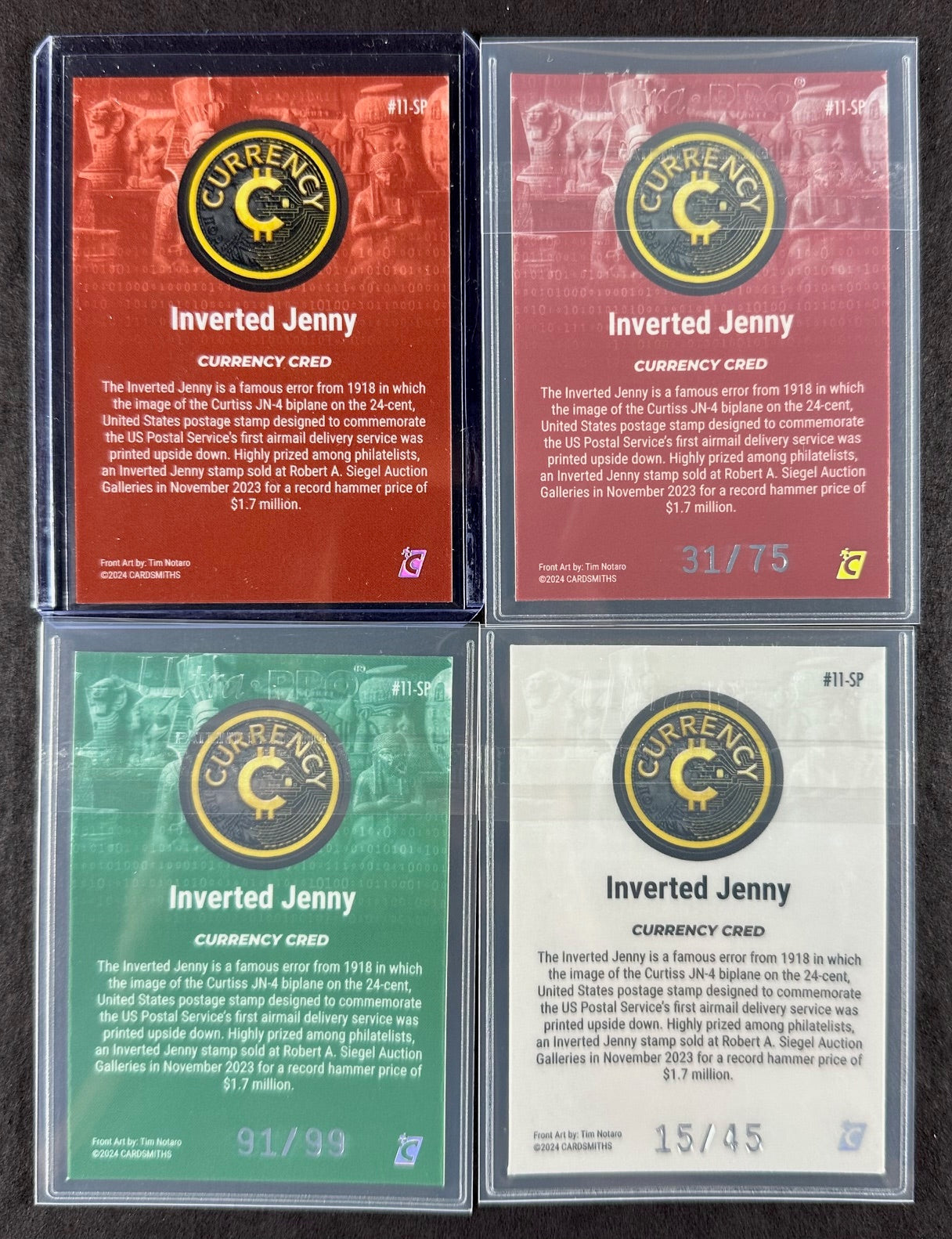 Cardsmiths Series 4 – Inverted Jenny #11-SP – Emerald 91/99, Garnet 31/75, Jade 15/45 (4-Card Bundle)