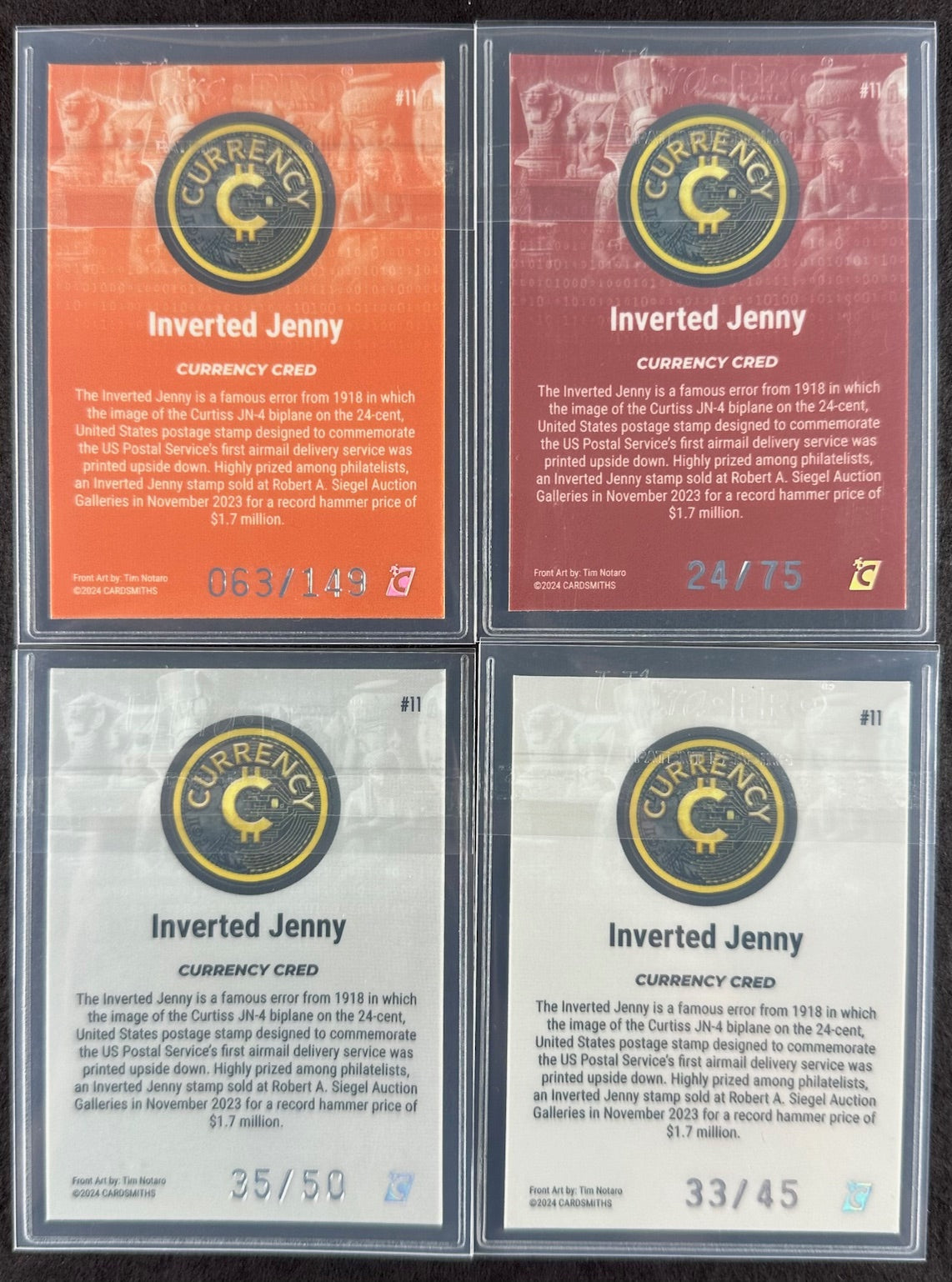 Cardsmiths Series 4 – Inverted Jenny #11 – Beryl 063/149, Garnet 24/75, Silver 35/50, Opal 33/45 (4-Card Bundle)