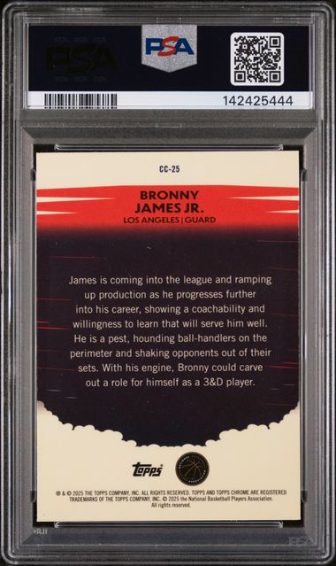 2024 Topps Chrome Bronny James Jr. #CC25 Countdown Pink Refractor PSA 9