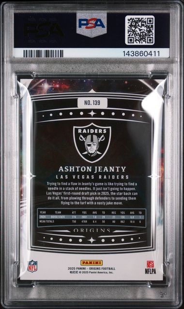 2025 Panini Origins – Ashton Jeanty #139 – Rookie Card – PSA 9 MINT