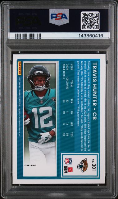 2025 Donruss Optic Preview – Travis Hunter #301 – Red Pandora PSA 9 RC