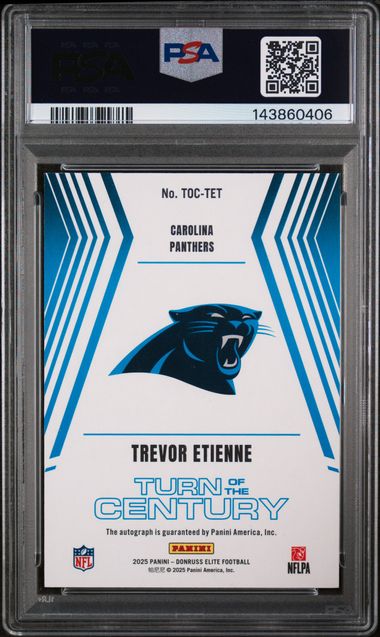 2025 Donruss Elite – Trevor Etienne Turn of the Century Auto 401/499 PSA 9