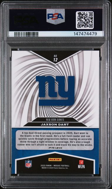 2025 Panini Mosaic – Jaxson Dart Storm Silver #12 RC – PSA 9