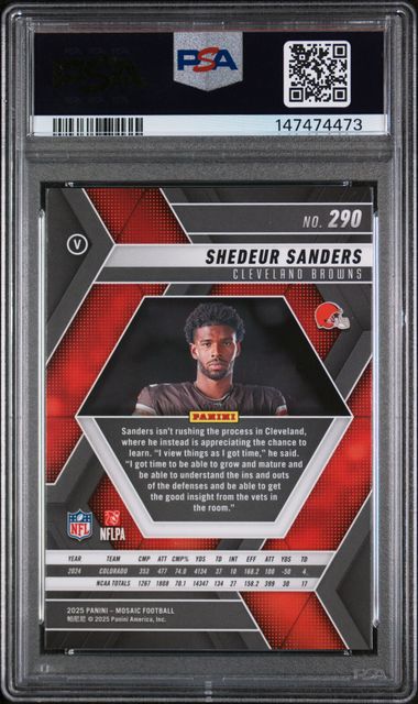 2025 Panini Mosaic – Shedeur Sanders #290 RC – PSA 9