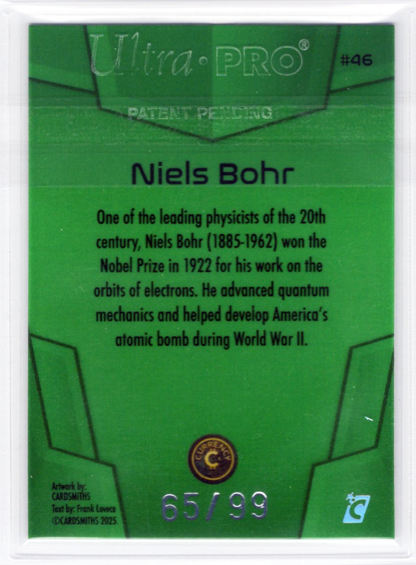 Cardsmiths Space – Galactic Edition – Niels Bohr #46 – Emerald 65/99