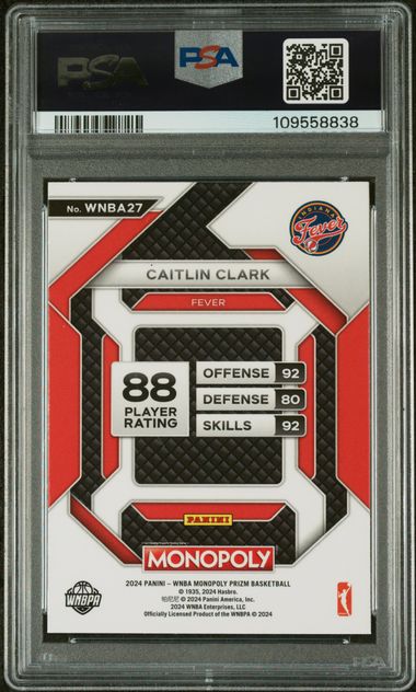 2024 Prizm Monopoly WNBA – Caitlin Clark #27 – Rookie Insert – PSA 8