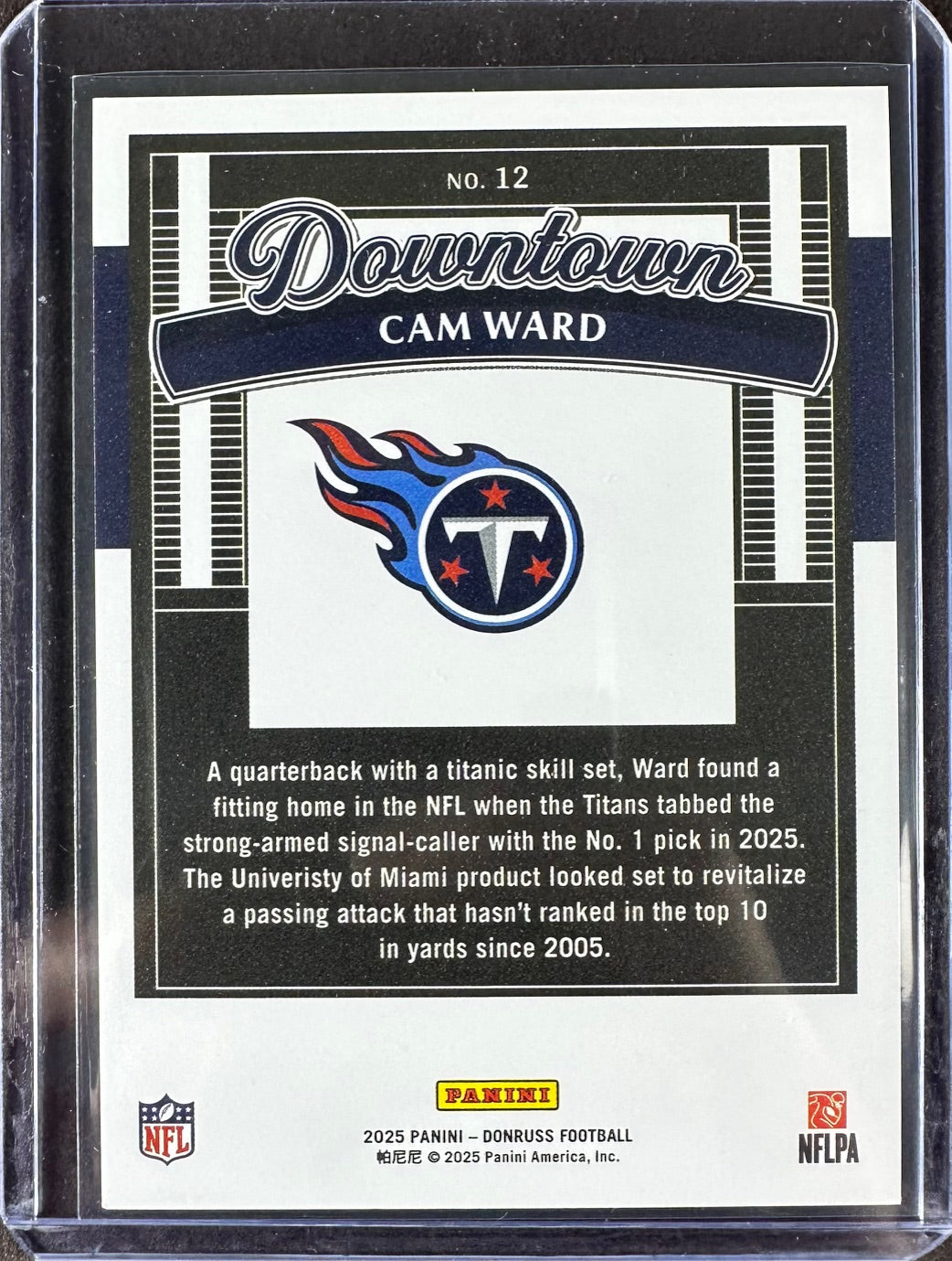 2025 Panini Donruss Cam Ward Rookie Downtown SSP (RC)