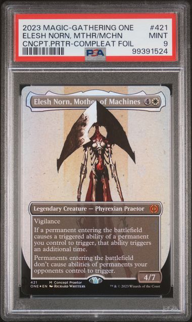 Elesh Norn, Mother of Machines #421 (Compleat Foil) - MTG Phyrexia (ONE) - PSA 9