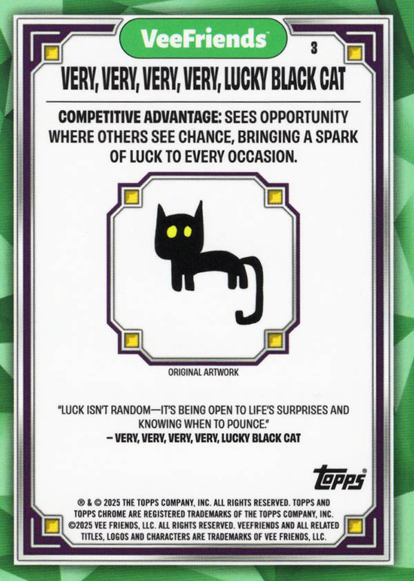 VeeFriends Chrome Refractor – Very, Very, Very, Very Lucky Black Cat (Green Eyes | Rare)