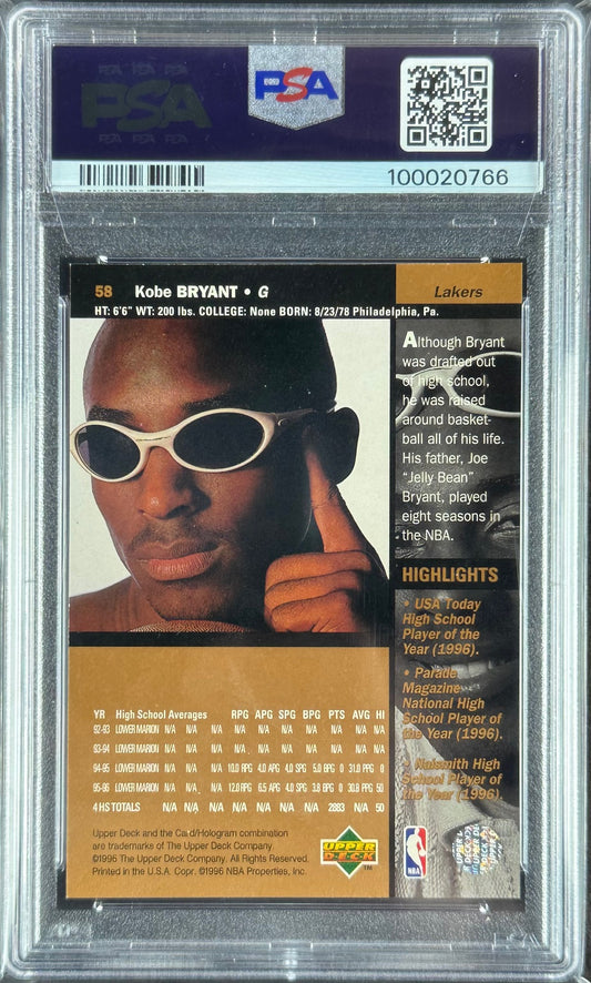 1996 Upper Deck – Kobe Bryant #58 – PSA 8 (NM-MT)