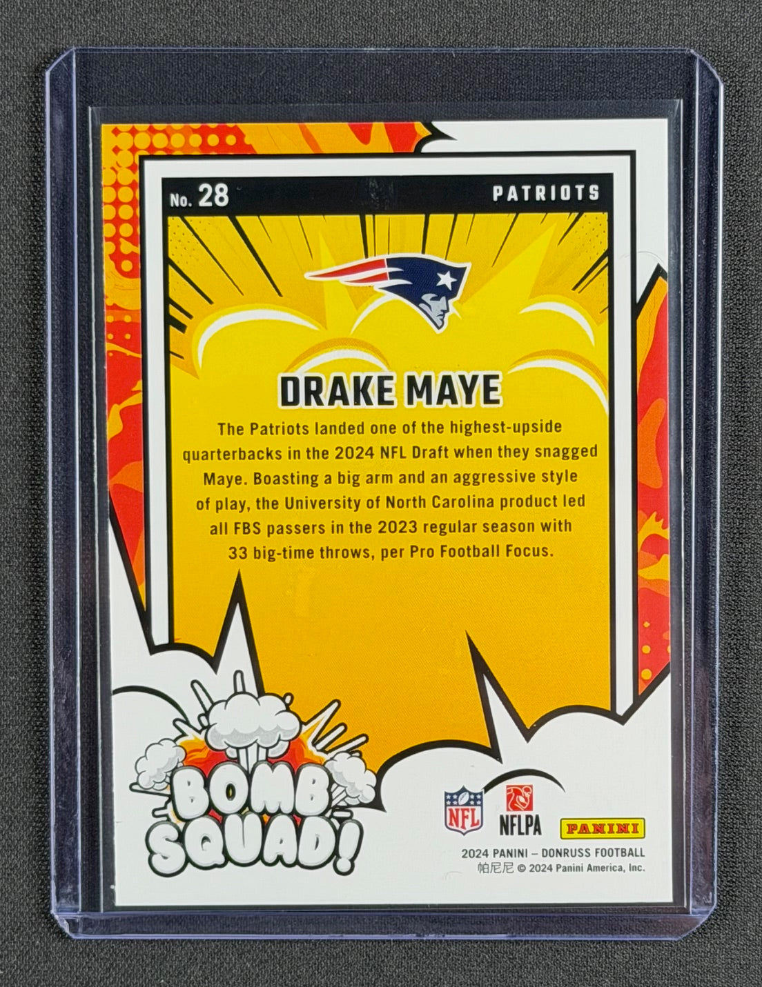 2024 Panini Donruss – Bomb Squad Drake Maye #28 – New England Patriots