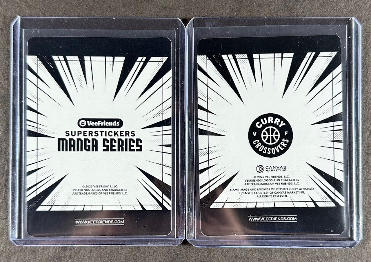 VeeFriends Super Stickers – Willful Wizard 2-Card Bundle – Orange Splash /199 + Curry Crossover