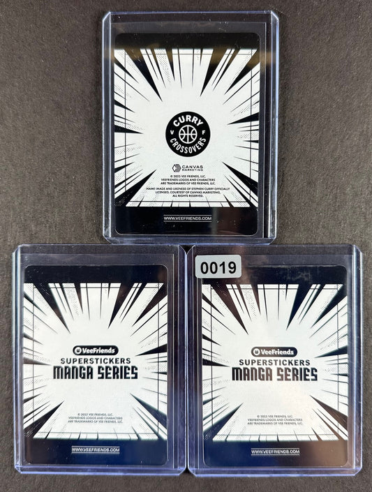 VeeFriends Super Stickers – Patient Pig 3-Card Bundle – Orange Splash /199 + Manga Clouds /399 + Curry Crossover