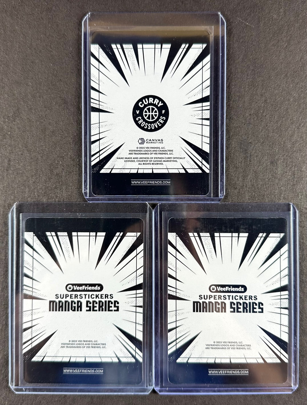 VeeFriends Super Stickers – Notorious Ninja 3-Card Bundle – Orange Splash /199 + Manga Clouds /399 + Curry Crossover