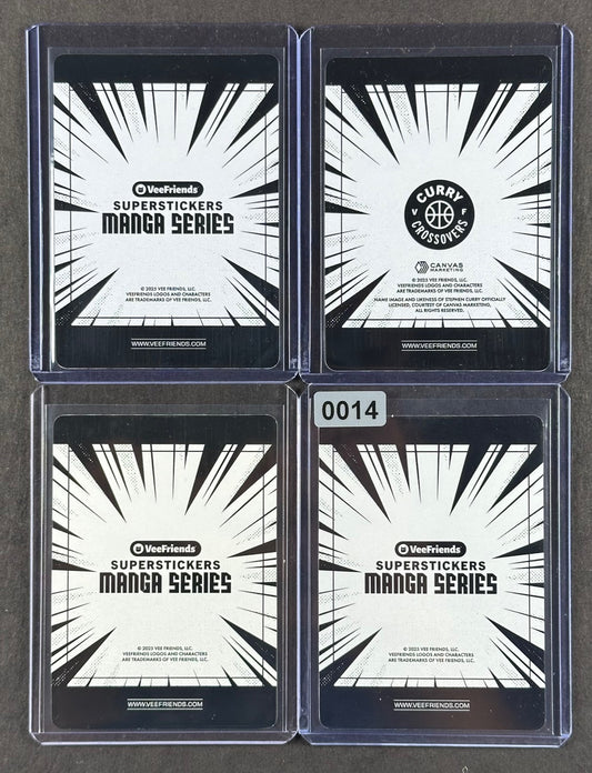 VeeFriends Super Stickers – Tremendous Tiger 4-Card Bundle – Green Splash /99 + Orange Splash /199 + Manga Clouds /399 + Curry Crossover