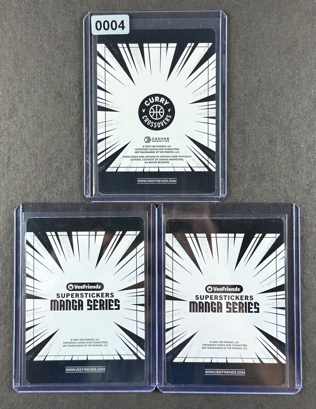 VeeFriends Super Stickers – Notorious Ninja 3-Card Bundle – Blue Splash /299 + Manga Clouds /399 + Curry Crossover