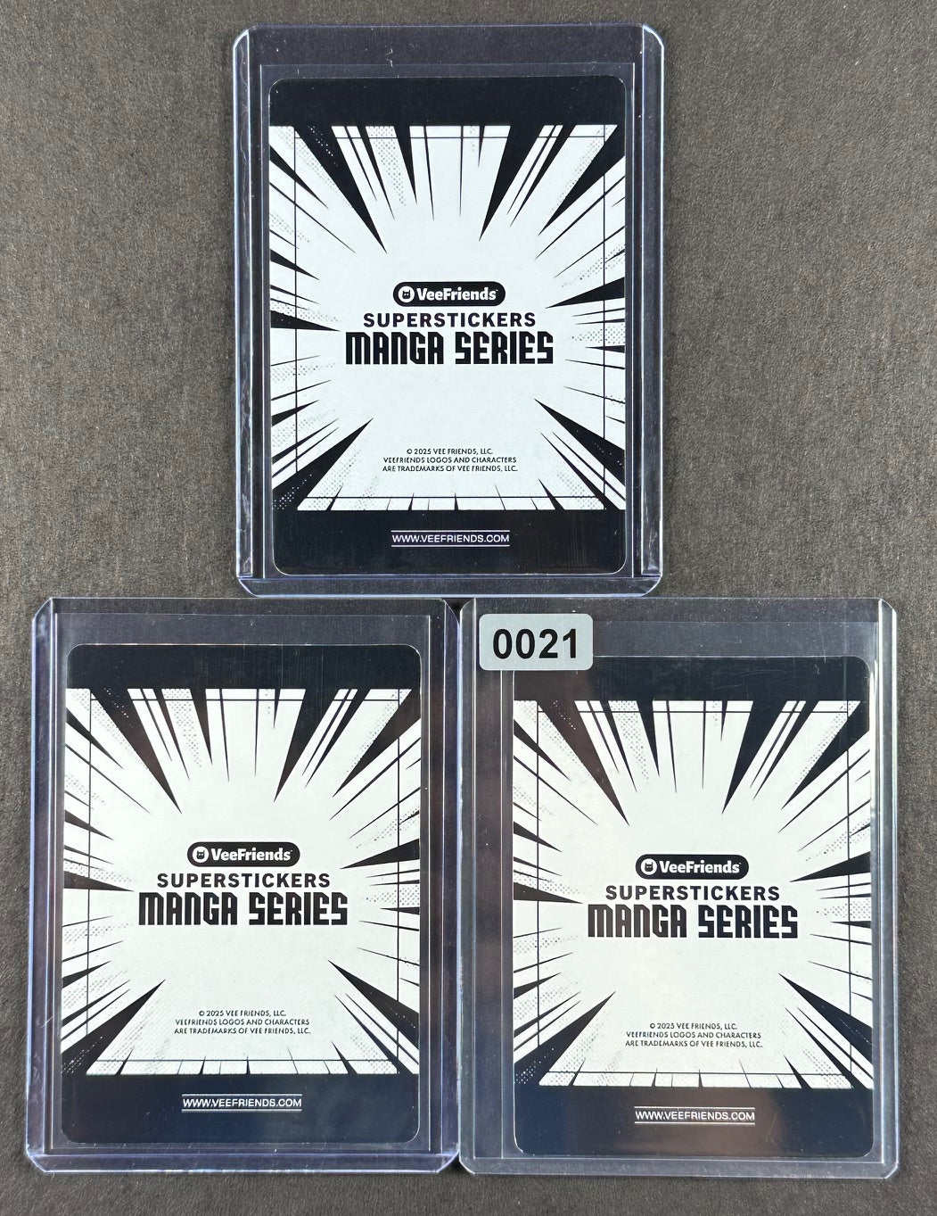 VeeFriends Super Stickers – Warm Wolverine 3-Card Bundle – Orange Splash /199 + Blue Splash /299 + Manga Clouds /399