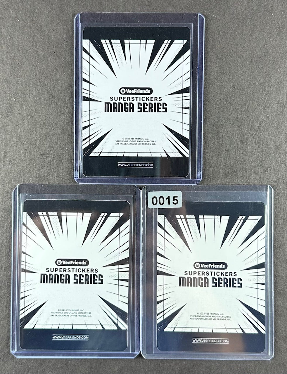 VeeFriends Super Stickers – Likable Leopard 3-Card Bundle – Green Splash /99 + Orange Splash /199 + Manga Clouds /399