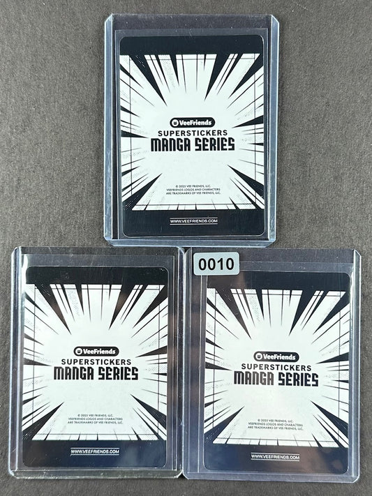 VeeFriends Super Stickers – Positive Porcupine 3-Card Bundle – Orange Splash /199 + Manga Splash /299 + Manga Clouds /399