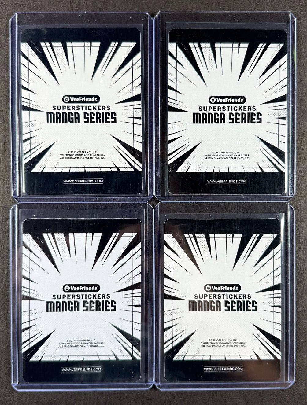 VeeFriends Super Stickers – 4-Card Blue Splash Bundle – Amped Aye Aye /299 + Fly Firefly /299 + Genuine Giraffe /299 + O.G. Ox /299