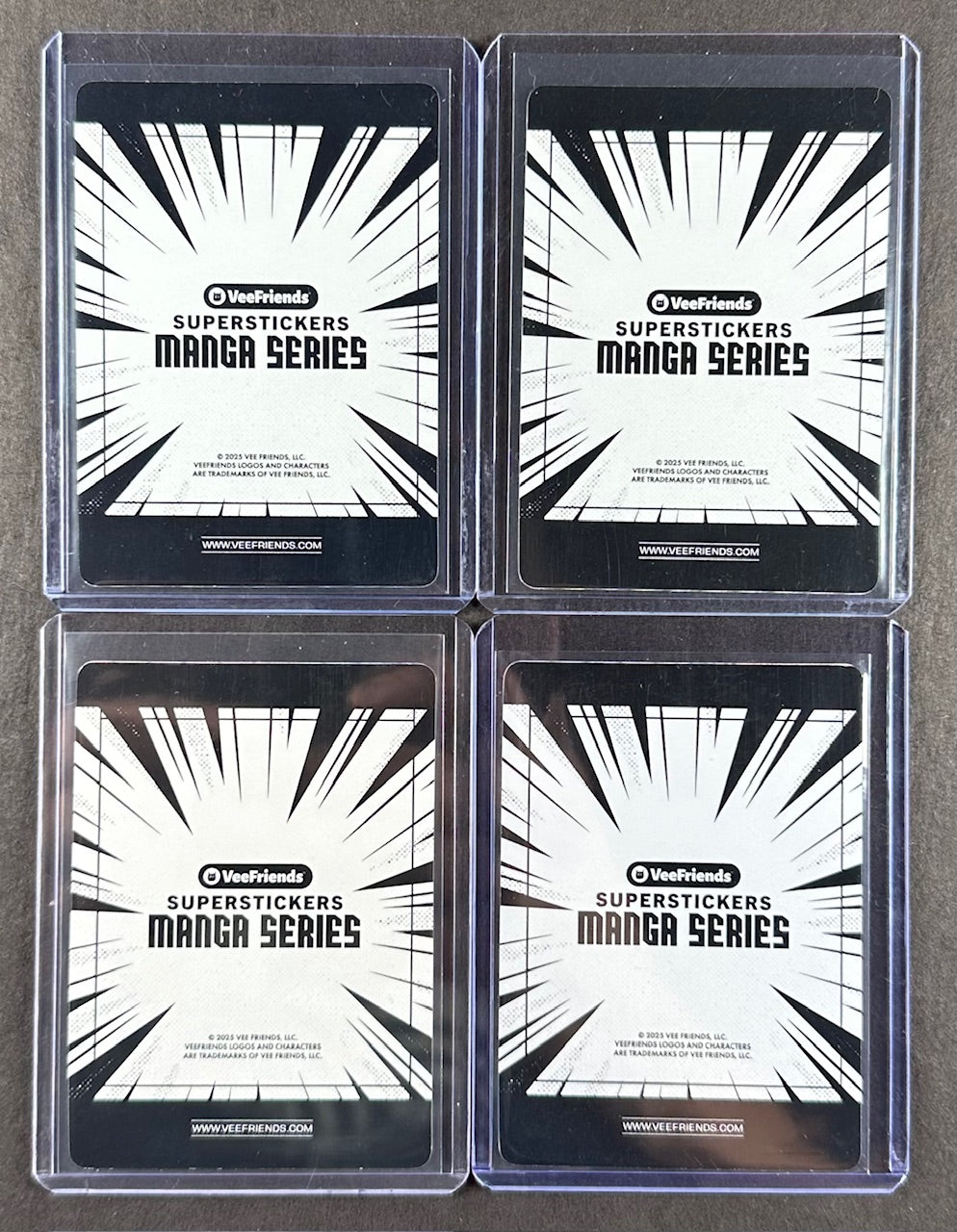 VeeFriends Super Stickers – 4-Card Orange Splash Bundle – Barn Owl + Dolphin + Fairy + Elf – All /199