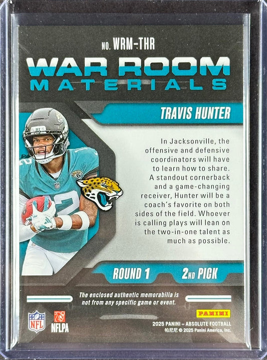 2025 Panini Absolute – Travis Hunter – War Room Materials #WRM-THR – Patch – Rookie – Round 1 Pick 2 – Jaguars