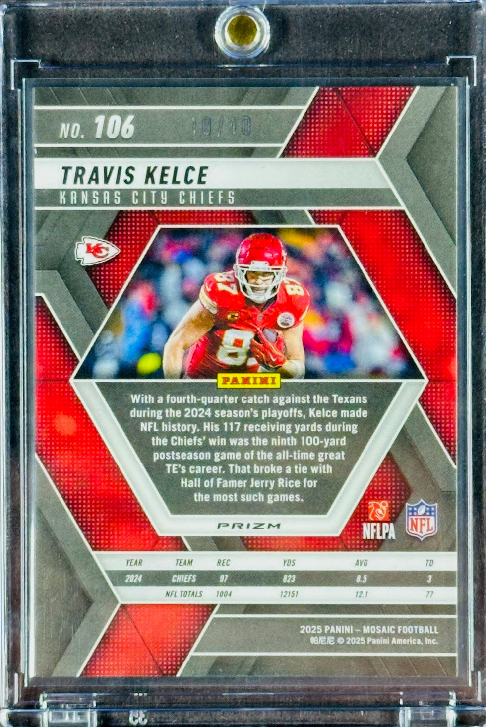 2025 Panini Mosaic – Travis Kelce #106 – Gold Mosaic 10/10 (Last on Print)