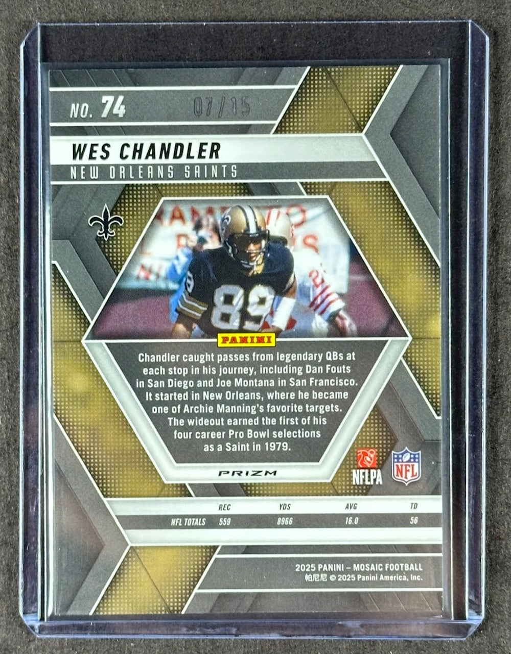 2025 Panini Mosaic – Wes Chandler #74 – Mosaic Tessellation 07/15