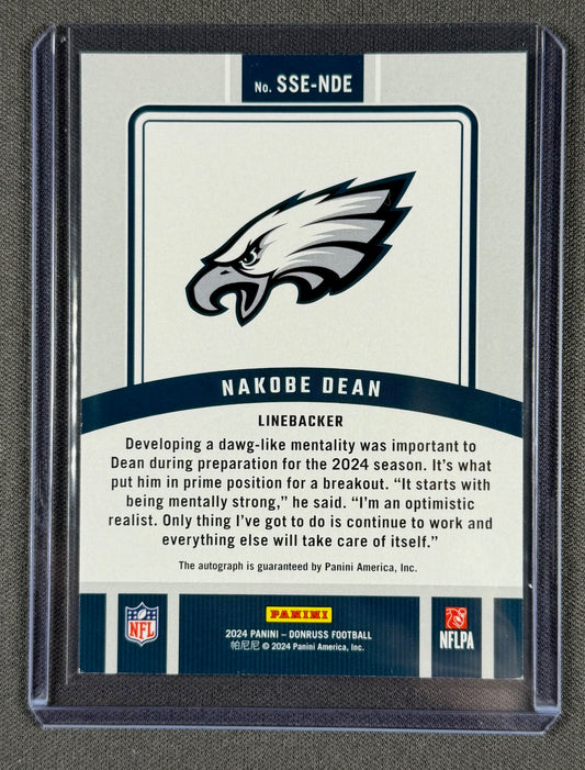 2024 Donruss Signature Series Nakobe Dean Auto SSE-NDE – Philadelphia Eagles Autograph