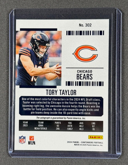 2024 Panini Contenders Football – Tory Taylor #302 – Rookie Ticket Auto