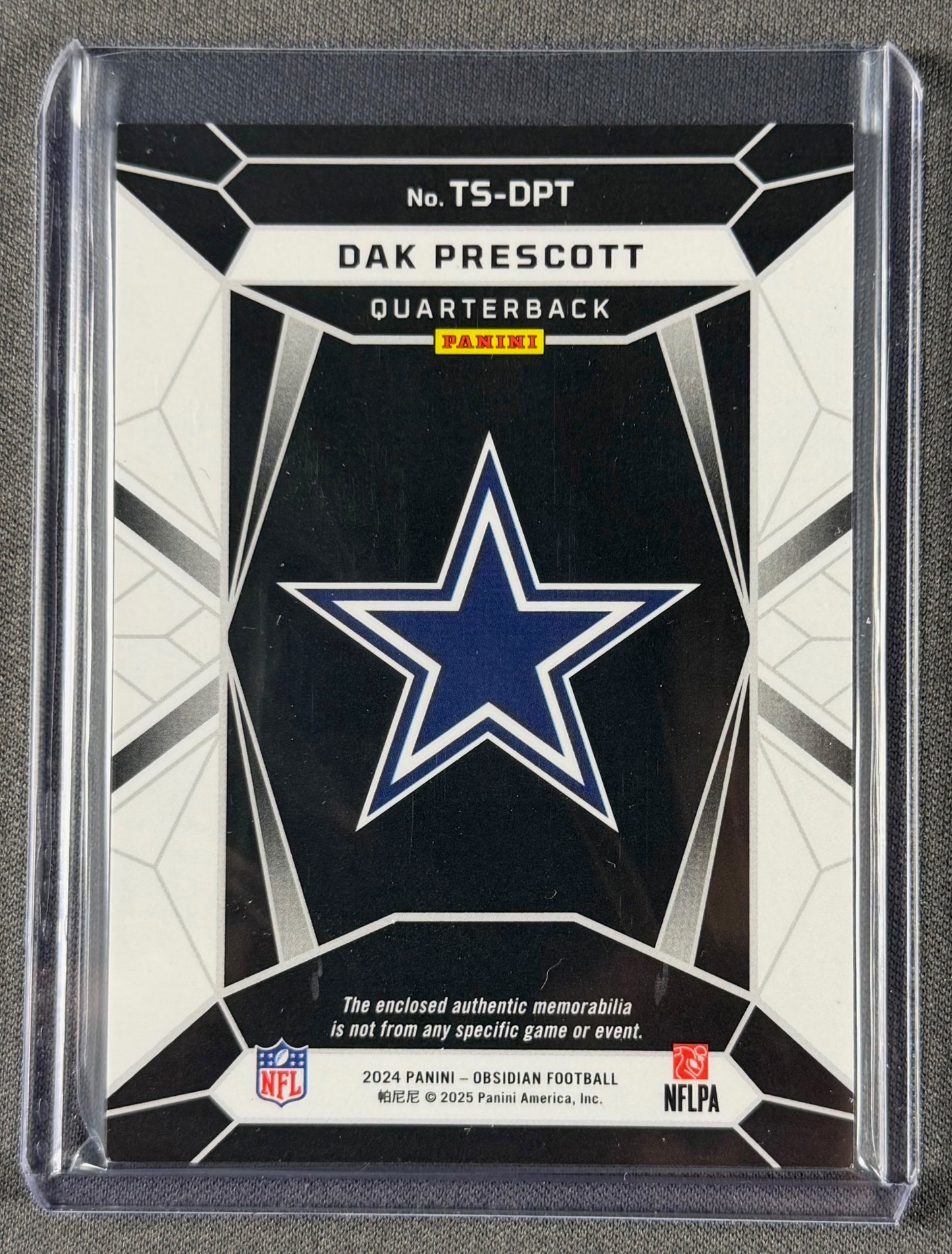 2024 Panini Obsidian Football – Dak Prescott Trifecta TS-DPT – Triple Patch