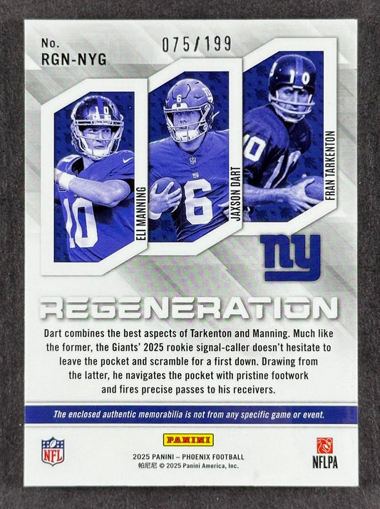 2025 Panini Phoenix Regeneration Triple Patch /199 - Manning, Dart, Tarkenton (Giants)
