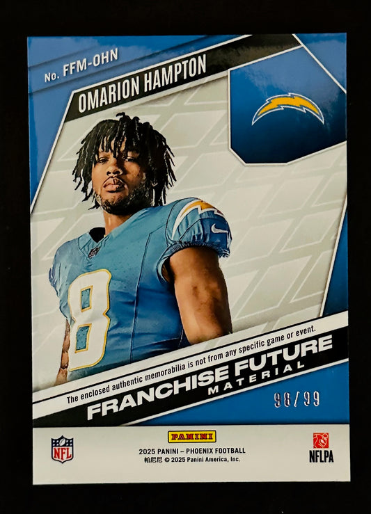 2025 Panini Phoenix Franchise Future Patch RC /99 - Omarion Hampton (Chargers)