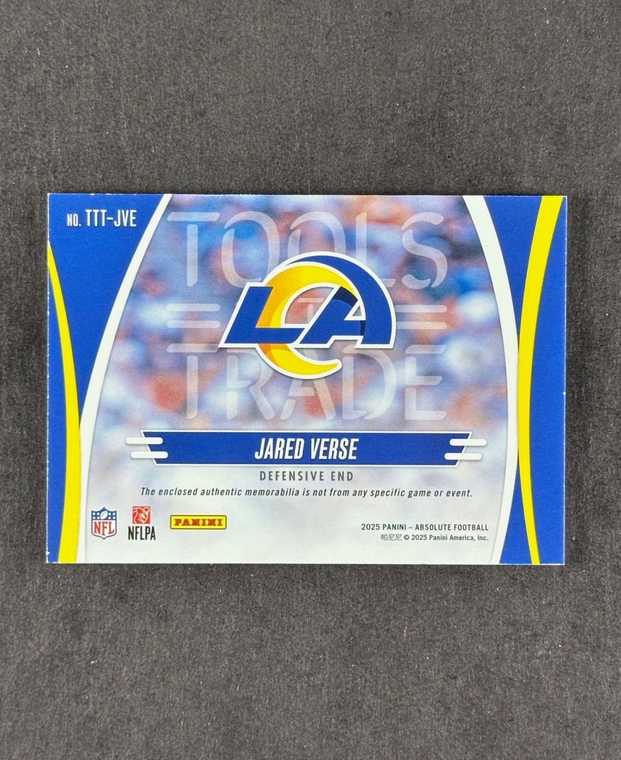 2025 Panini Absolute Tools of the Trade Triple Patch - Jared Verse (Rams)