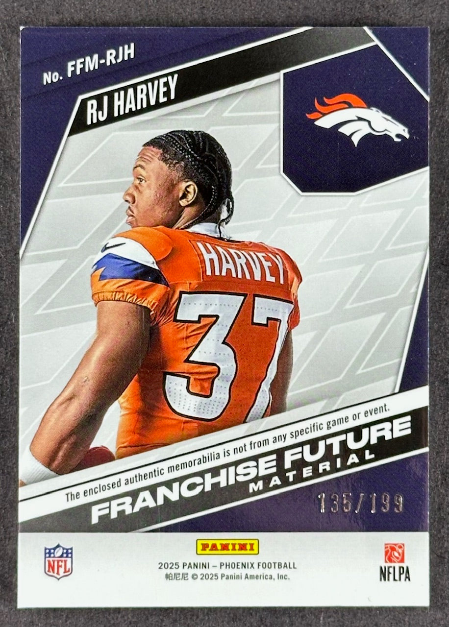2025 Panini Phoenix Franchise Future Patch RC /199 - RJ Harvey (Broncos)