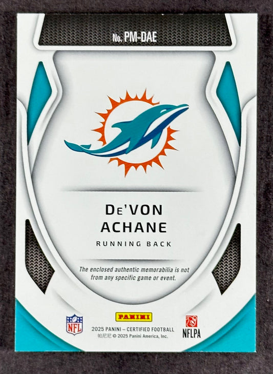 2025 Panini Certified Pro Materials Patch /299 - De’Von Achane (Dolphins)