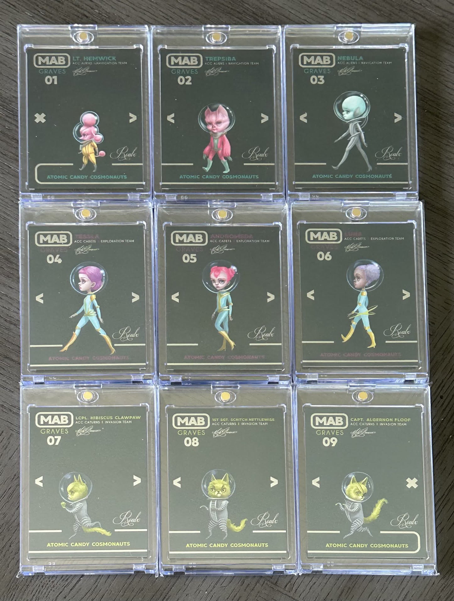 🌌 Mab Graves "Atomic Candy Cosmonauts" – Base Set (9-Card Artist Trading Card Series)