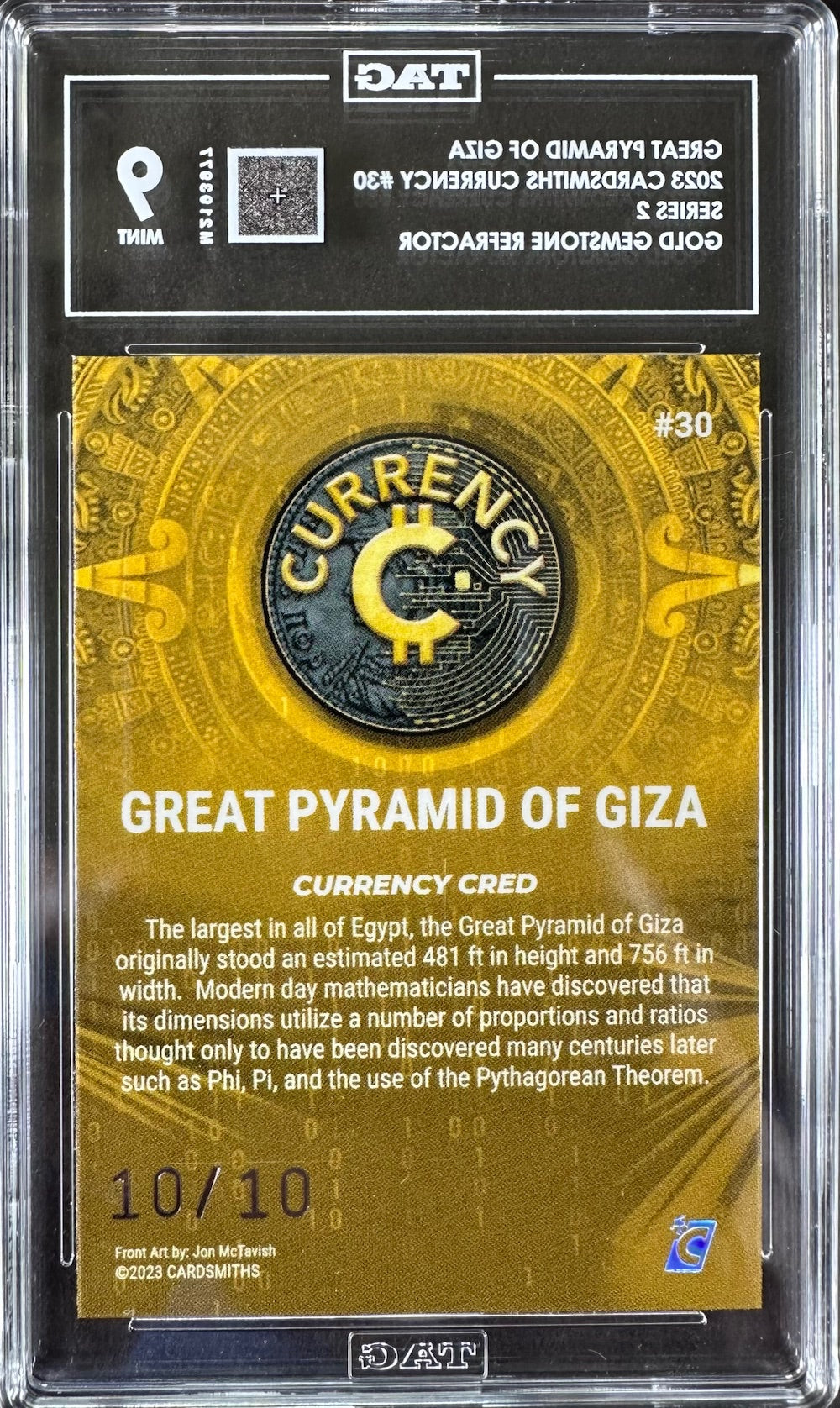2023 Cardsmiths Currency Series 2 – Great Pyramid of Giza Gold Gemstone Refractor – TAG 9 Mint – Omega 10/10