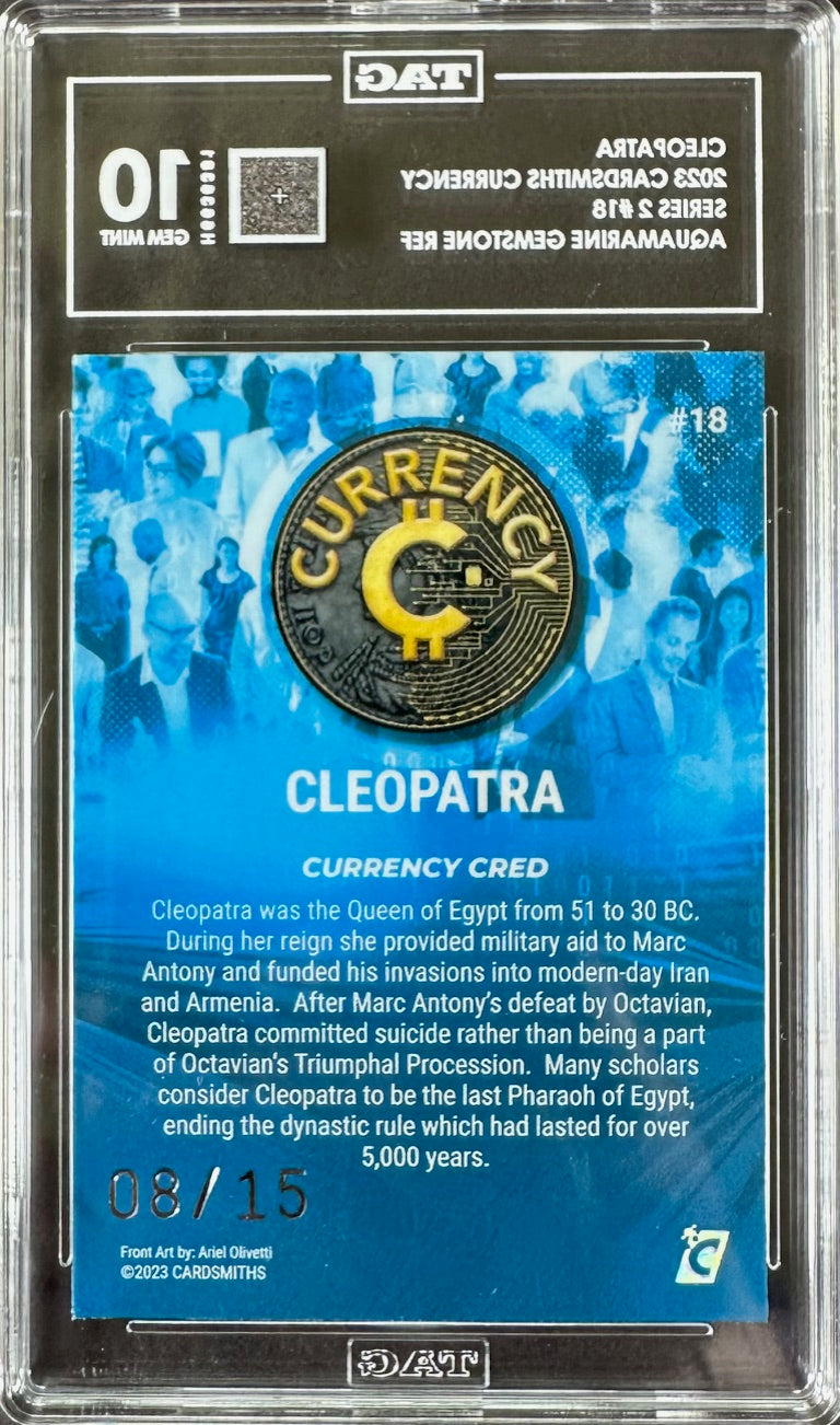 2023 Cardsmiths Currency Series 2 – Cleopatra Aquamarine Gemstone Refractor – TAG 10 Gem Mint – 08/15