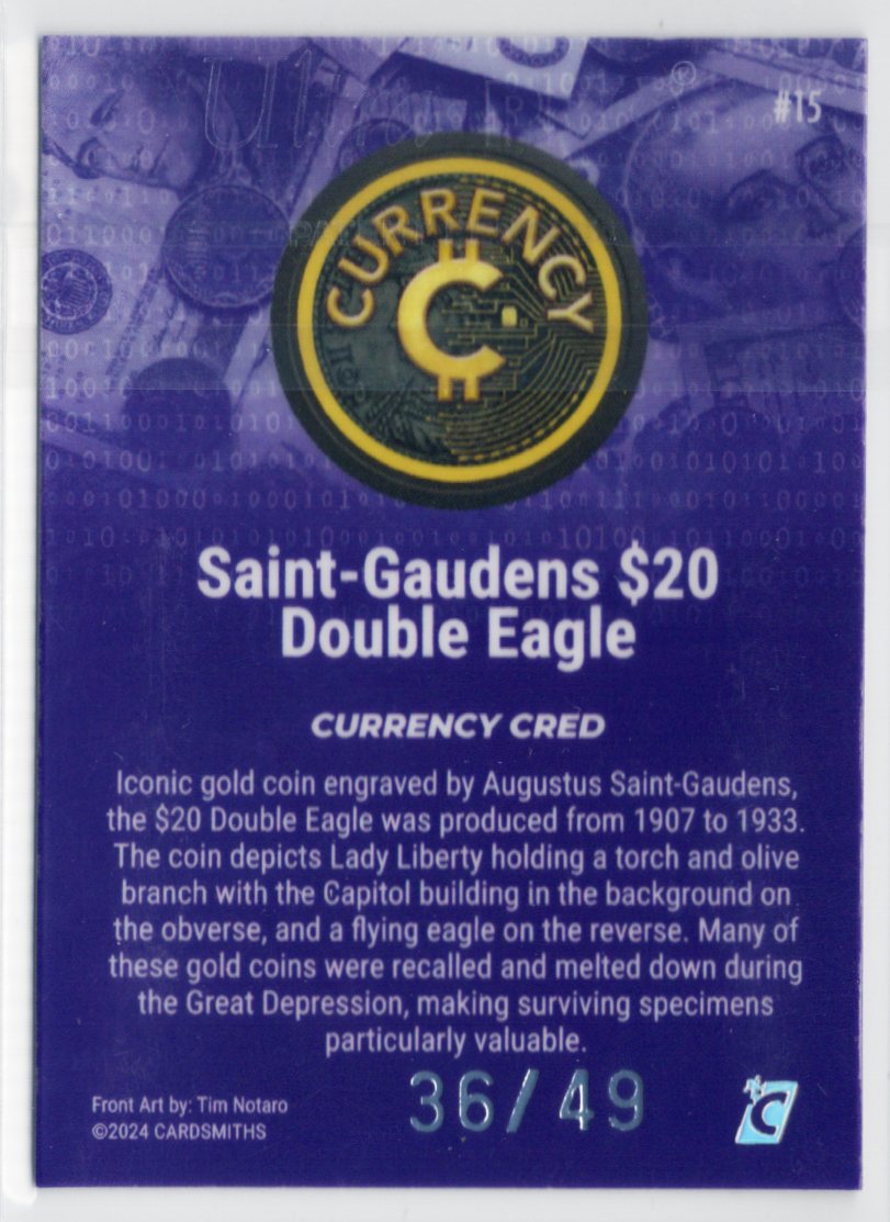 Cardsmiths Series 4 – Saint-Gaudens $20 Double Eagle #15 – Amethyst 36/49