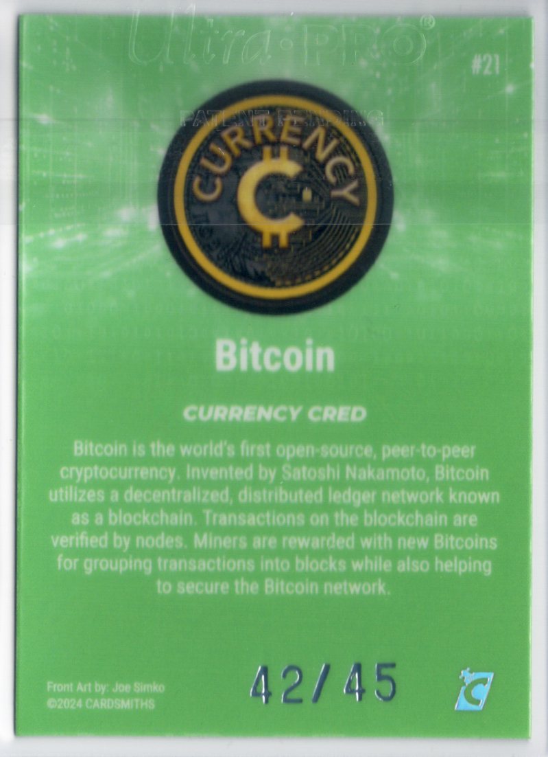 Cardsmiths Series 4 - Bitcoin #21 - GI BIT - Jade 42/45