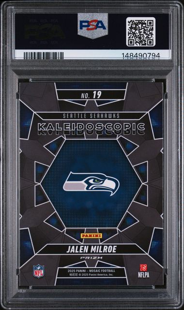 2025 Panini Mosaic Jalen Milroe Kaleidoscopic RC PSA 9 Seahawks Rookie SSP