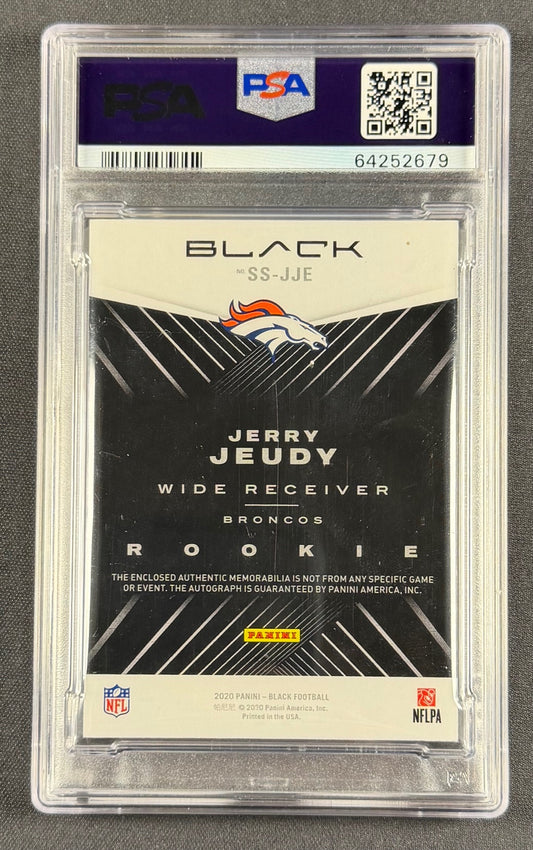 2020 Panini Black – Jerry Jeudy – Rookie Signature Jersey – Silver 14/25 – PSA 9 / Auto 9