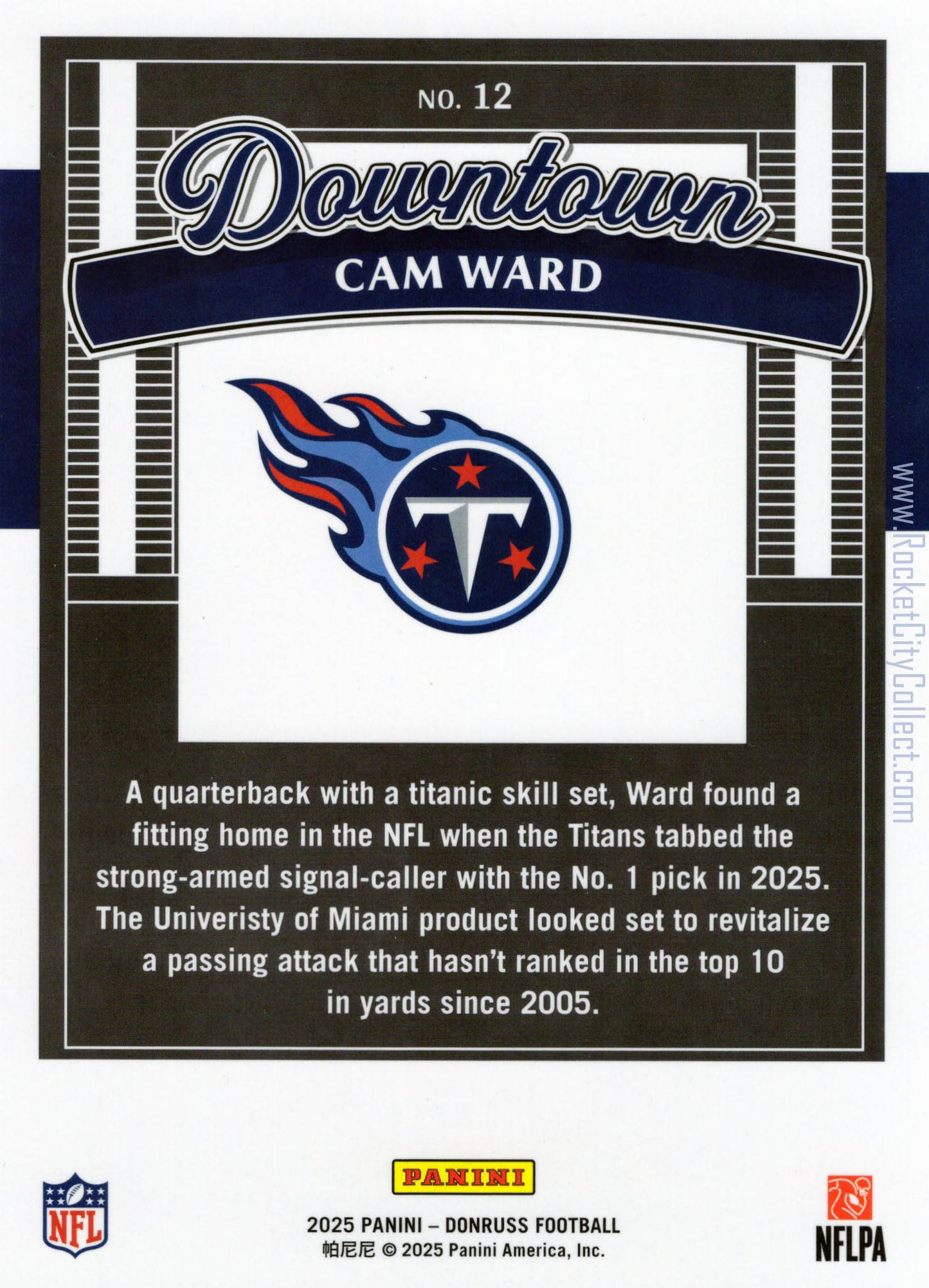 2025 Panini Donruss – Cam Ward Downtown (Rookie Card) – Oversized Jumbo Edition