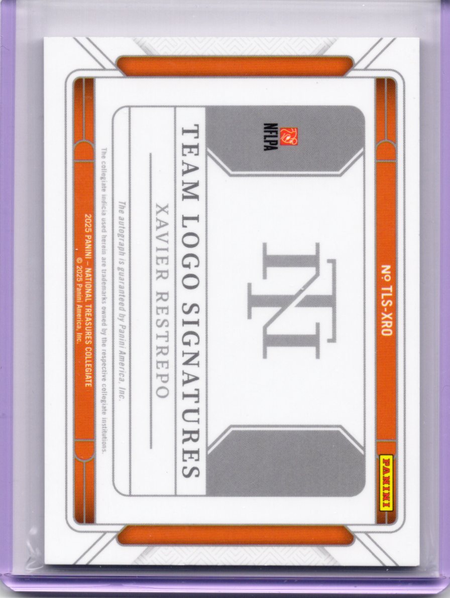 2025 Panini National Treasures Collegiate – Xavier Restrepo – Team Logo Signatures #TLS-XRO – Autograph 41/75