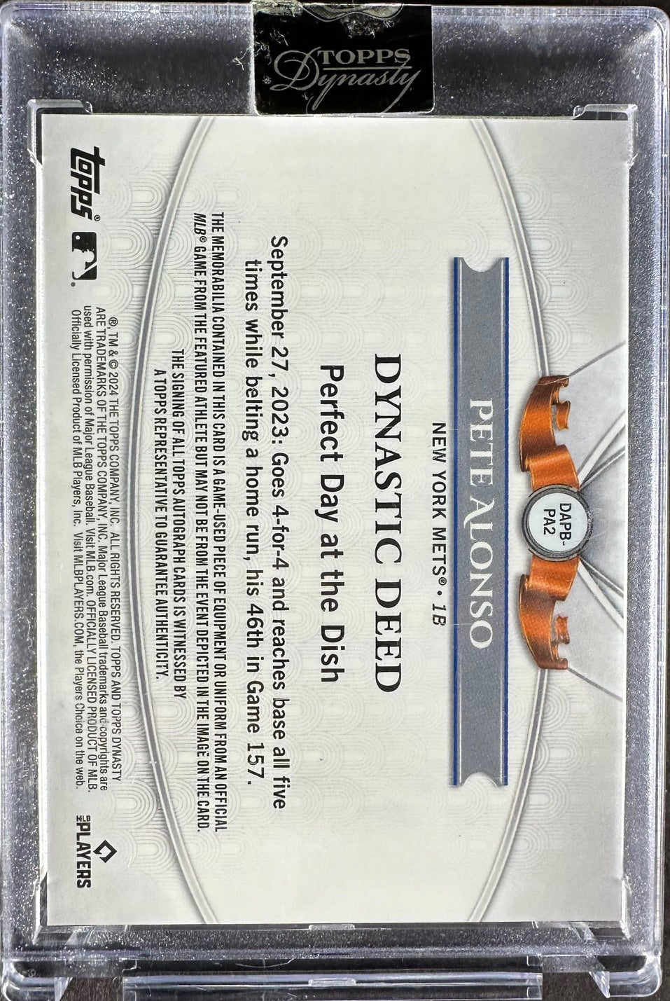 Pete Alonso – 2022 Topps Dynasty “Dynastic Deed” Auto Patch #DAPB-PA2 – 02/10 – New York Mets