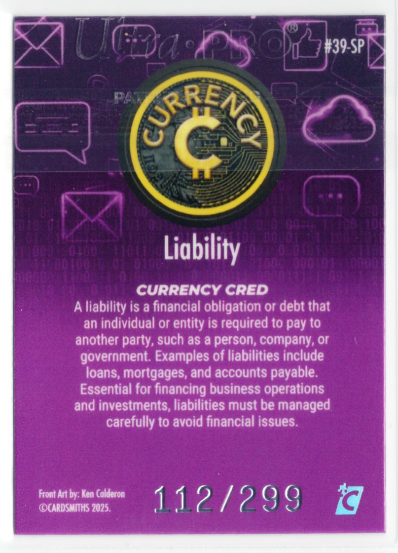 2025 Cardsmiths Series 5 – Liability #39SP – Tanzanite Gemstone 112/299
